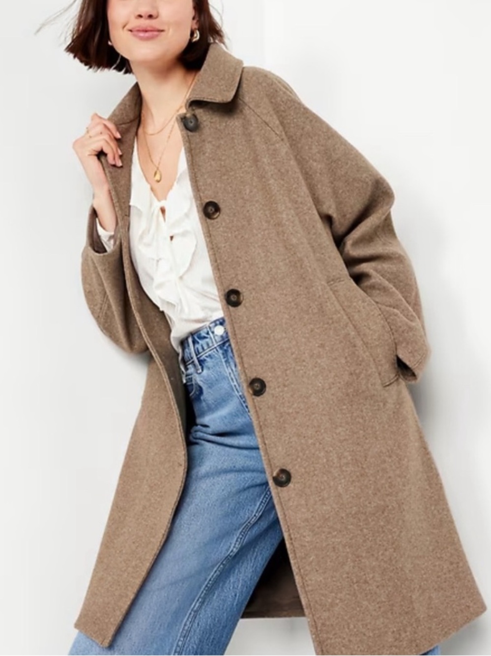OLD NAVY WOMENS CAR COAT TAN BEIGE SMALL TALL